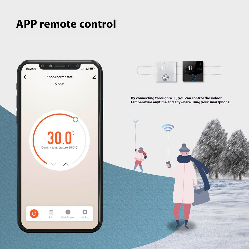 Smart Home Knob Floor Heating Temperature Controller App Remote Control Timing Energy Saving